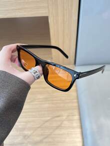 1PC Men's Vintage Casual Square Black Fashion Glasses, Suitable For Daily Wear, Decoration And Street Photography - Multicolor - View 10