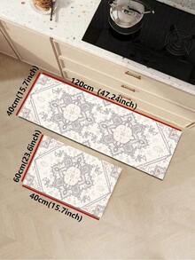 1/2pcs Vintage Diatomaceous Earth Mat, Bohemian Floral Pattern Style Super Absorbent, Non-Slip, Perfect For Bathroom, Kitchen And Dining Room, Quick Drying, Ideal Home Decor And Bathroom Mat Gift, Holiday Gift! - Multicolor - View 13