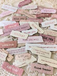1 Pack 50pcs Natural Texture English Phrase Decorative Stickers DIY Collage Material - Multicolor - View 1