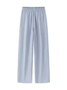 NBCT Women's Vintage Relaxed Fit Plaid Colorblock Drawstring Waist Casual Pants, Versatile For Home, Leisure, Commute And Daily Wear - Moon Blue - View 3