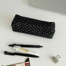 Cute Polka Dot Pencil Case, Large Capacity, Student Pencil And Pen Storage Bag, Multi-Functional Zipper Organizer, Can Store Neutral Pens, Highlighters, Erasers, Correction Tape And Small Stationery, Lightweight And Portable, Suitable For Students - A - View 9