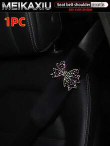 MEIKAXIU 1/2pcs Rhinestone Bling Mesh Bowknot Shoulder Strap Cover, Short Plush Car Seat Belt Shoulder Cover, Seat Belt Decoration, Car Decor Accessories For Women - Rhinestone Mesh Bow - View 13