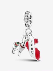 1pc Dominican Republic Map Pendant Bead, Suitable For Bracelet DIY, Women's Jewelry - Silver - View 14