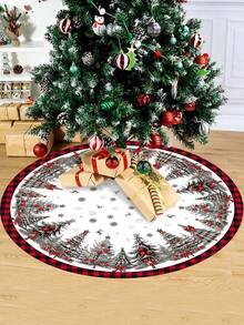 1pc Vintage Christmas Tree Skirt, Christmas Tree And Snowflake Patterns, Polyester, For For Christmas Tree Base Decoration, Christmas Holiday Gatherings, Parties And Christmas Events - Khaki - View 6
