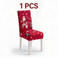 1/4/6 Pcs Merry Christmas Santa Claus Anti-Cat & Dog Scratching Red Festive Elastic Dining Chair Covers, Removable Dustproof Non-Slip Printed Chair Protector Covers Suitable For Home Decor, Hotel, Restaurant And Banquet Living Room Decoration - Multicolor - View 12