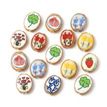 8pcs Hand-Painted Oval Mixed Pattern Ceramic Beads - Flat Oval Vertical Hole Decorative Beads With Multiple Patterns, Suitable For DIY Bracelets, Necklaces And Pastoral Style Jewelry Making - Color Mixing - View 1