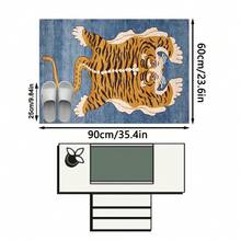 1PC Blue Background Orange-Brown Tiger Animal Totem Pattern Traditional Middle Eastern Style Carpet, Vintage Exotic Folk Style Faux Cashmere Tiger Skin Outline Tiger Stripe Detail With White Border Feature Machine Washable Area Rug, Suitable For Living Room Bedroom All Season Home Decor - Multicolor - View 16