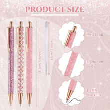 Random New Luxury Full Rhinestone Metal Ballpoint Pen, Black Ink 1.0, Shiny Metal Retractable Ballpoint Pen, Multi-Color Glitter, Shiny Black Ink Flower-Shaped Gift Pen, Suitable For Office, Company And School - Multiple Styles - View 4