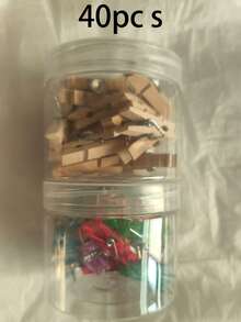 20/40pcs Creative Wooden Clips Push Pins, Photo Wooden Clips, Cork Push Pins, Wooden Clips, Multi-Purpose Push Pins For Cork Board And Bulletin Board, Office And Classroom Decor - Multicolor - View 16