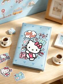 SANRIO Cute Heart Hello Kitty Pattern PU Leather Passport Holder Cover With Card Slots, Multi Card Slots Organizer Flight Ticket Storage Travel Essentials - Multicolor - View 3