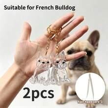 2pcs Pet Hair Memorial Keychain Pendant, Cute Poodle Transparent Hair Collection, Dog-Shaped Creative Bag Charm, Can Be Used As Souvenir Collection, Gift For Dog Lovers - Transparent - View 16