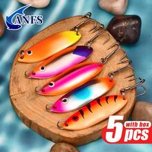 ANFS 5pcs Fishing Lure With Lure Box, Iron Trout Fishing Spoon For Freshwater Saltwater Fishing - Multicolor - View 7