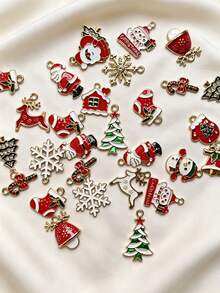 20/50Pcs Christmas Decoration DIY Alloy Accessories Christmas Tree Holiday Element Hanging Ornaments Earrings Oil Drip - Multicolor - View 6