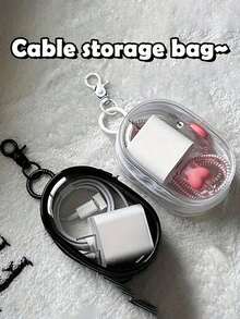 2/1 Portable PVC Transparent Mini Data Cable Storage Bag, Dual Zipper Design, Suitable For Data Cables, Chargers, Earphones, Jewelry And Small Accessories, Hearing Aid Travel Bag, Keys, Coins, Etc. Lightweight, Zipper Closure, Washable - Multicolor - View 6