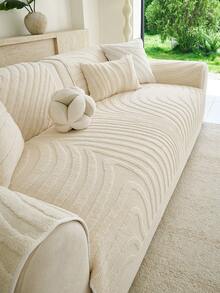 1PC Cream-Style Plush Velvet Non-Slip Pet-Friendly & Stain-Resistant Sofa Cushion – Sofa Decorative Protector Cover, Fits 1, 2, 3, 4-Seater Sofas, All-Season Universal, Machine Washable, Durable, Dustproof - Beige - View 3
