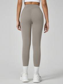 NcmRyu Women's 1pc Solid Color High Waist Minimalist Butt-Flattering Tummy Control Pilates Training Leggings, Autumn/Winter - Grey - View 7
