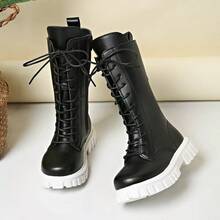 2026 New Fashion Versatile Tall Riding Boots Flat Sole Girls Kids Boots - Black - View 2