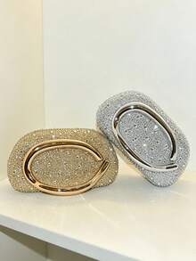 MIYIN Fashion Design Rhinestone Evening Clutch Bag, Elegant Exquisite Evening Wedding Party Bag, Crystal Diamond Sparkling Chain Bag, Perfect For Weddings, Family Gatherings, Banquets, Balls, Evening Cocktail Parties, Birthday Gifts, Valentine's Day Gifts, Christmas Gifts - Multicolor - View 7