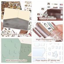 New Arrival, Upgraded Craftsmanship, 3D Visual Effect Scene Stickers, Immersive Handmade Collage, Adult Handmade Stickers, Miniature Landscape Stickers, Characters/Animals/Plants/Houses, Unlock Creative Moments, Playable And Collectible 3D Landscape Treasures! - Multicolor - View 5