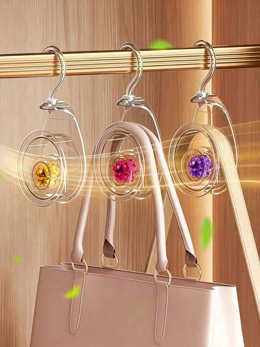 1pc Space Saving Bag Storage Hook, Anti-Deformation Heavy Duty Bag Hanger, Closet Hanging Bag Rack With Built-In Fragrance Deodorizing, Random Scent, Multipurpose Organizer For Home Closet Wardrobe Entryway, Perfect Holiday Gift For Women - Clear - View 1