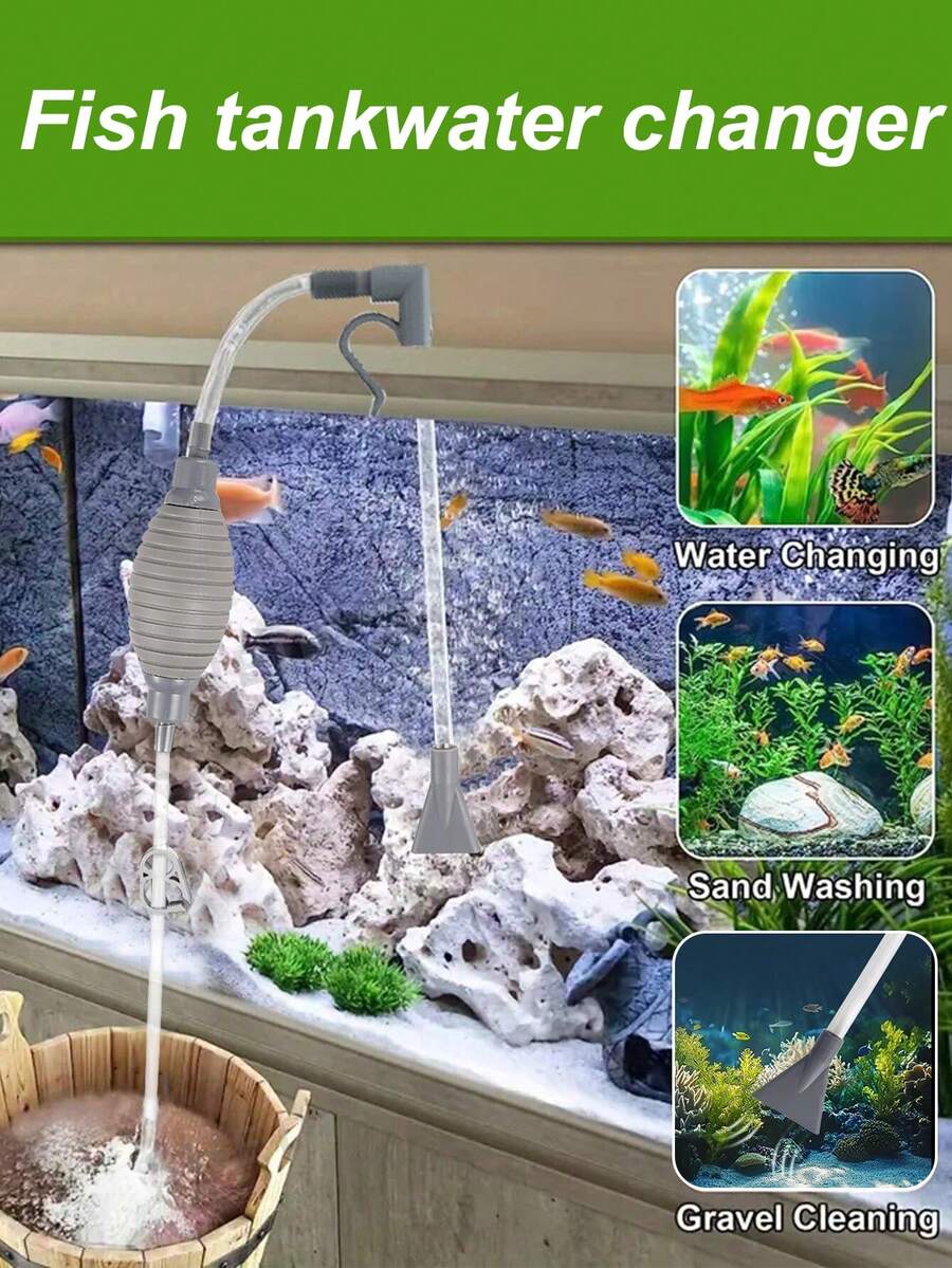 1pc Siphon Manual Water Pump Detachable Fish Tank Water Changer Suitable For Aquarium Water Change And Sewage Discharge - Straight Head - View 1