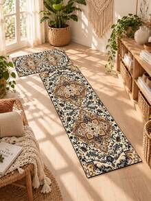 1/2pcs Autumn Vintage Diatomaceous Earth Mat, Bohemian Floral Pattern Style, Super Absorbent, Non-Slip, Perfect For Bathroom, Kitchen And Dining Room, Quick Dry, Perfect Gift For Home Decor And Bathroom Mat, Holiday Gift! - Multicolor - View 2