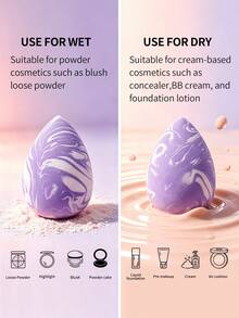 6Pcs Makeup Sponge Set,Wet & Dry Dual‑Use,Reusable Easy‑To‑Clean Base Makeup Tools For Women & Makeup Beginners - Purple - View 7