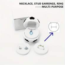 1pc Football Shaped Velvet Jewelry Box, Creative Football Design Small Accessory Storage Box, Soft Lining Ring Earring Necklace Organizer Holder, Sports Theme Jewelry Organizing Container, Suitable For Proposal, Engagement, Birthday Unique Gift Packaging Box, Desktop Decor Small Accessory Storage Box - Football - View 3