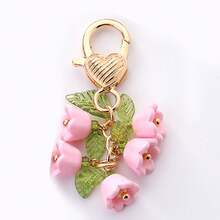 1pc Fashion Lily Of The Valley Keychain Wind Chime Flower Pendant Love Keyring Mobile Phone Bag Charm For Women Car Key Chains DIY - Multicolor - View 16