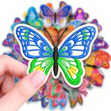 50pcs Realistic Embroidered Butterfly PET Stickers, Suitable For Decorating Journals, Phone Cases, Notebooks, Tablets, Skateboards, Guitars, Party Packaging, Water Bottles And Luggage - Multicolor - View 4