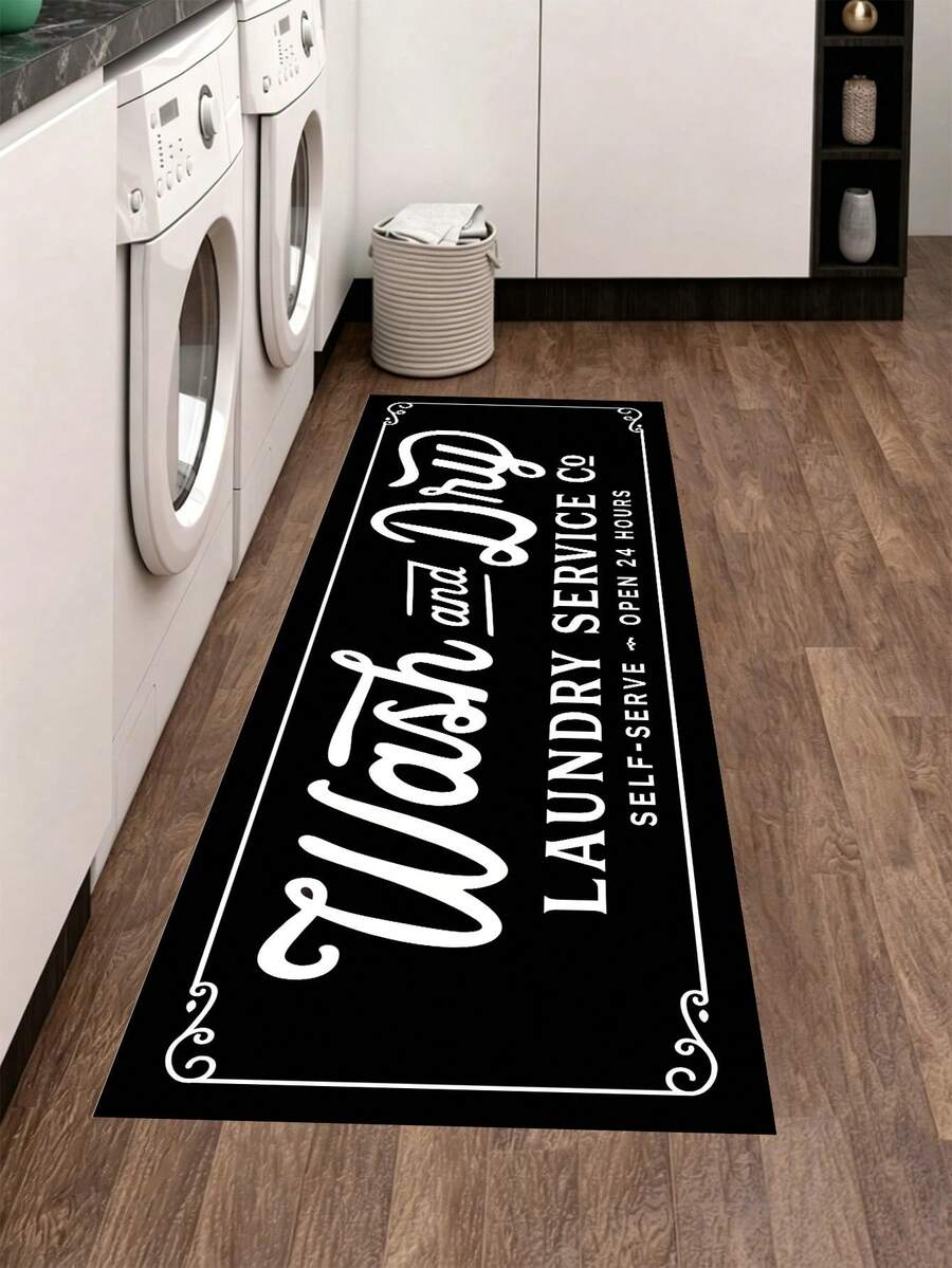 1pc Classic Black-And-White Color Blocking Kitchen Mat, 0.6mm Plush Velvet, Soft And Machine Washable, Suitable For Kitchens, Corridors, Bathrooms, Living Rooms, Outdoor Entrances, And Toilets, Usable Year-Round And Appropriate For Various Occasions. - Multicolor - View 1