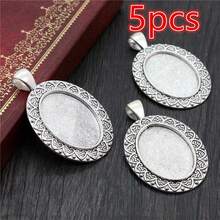5pcs 18x25mm Inner Size Oval Alloy Pendant Cabochons Blank Base Setting Bezel Tray DIY Jewelry Making Accessories Findings - 18x25mm - View 20