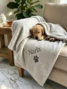 Personalized Dog Blanket, Customized Name Embroidered Paw Print Puppy Blanket, Soft Pet Throw, Ideal New Puppy Welcome Gift, Cute Birthday And Holiday Gift For Pet Lovers - Multicolor - View 4