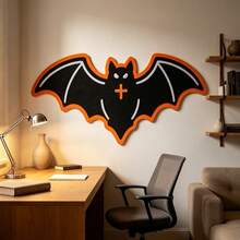 1pc Halloween Bat Shape 3D Felt Pin Board, Self-Adhesive Wall Panel Decorative Bulletin Board, Removable Reusable Memo Board Message Board For Home Office Wall Decor - A - View 5