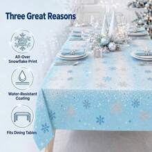 1/2 Pack Winter Snowflake Disposable Tablecloth, Blue Ice Wonderland Plastic Table Cover, Suitable For Christmas And Birthday Party Decoration - Multicolor - View 5