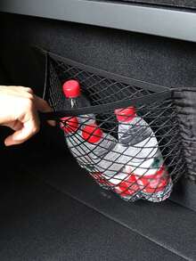 1pc Car Trunk Storage Mesh Bag With Hook-And-Loop, Double Layer Elastic Cargo Net Organizer, Universal Car Rear Trunk Luggage Net With Built-In Storage Pocket - A - View 7
