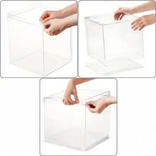 1pc Transparent Gift Box, PET Material High-Style Gift Packaging Box With Lid, Suitable For Birthday, Wedding And Holiday Party Transparent Gift Box - White - View 7