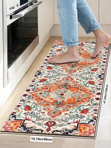 1/2pcs Diatomaceous Earth Bath Mat, Vintage Bohemian Floral Pattern Style, Super Absorbent, Non-Slip, Perfect For Bathroom, Kitchen And Dining Room, Quick Dry, Perfect Gift For Home Decor And Bathroom Mat, Holiday Gift! - Multicolor - View 13