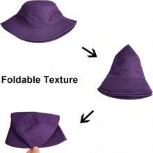 1pc Women's Contrast Color Reversible Bucket Hat With Wide Brim, Face-Covering Sun Hat, Windproof Rope Design, Versatile For Daily, Outdoor, Travel And Trips - A - View 3