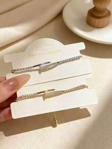Zirconia Stud Bracelet, Commuter Versatile Hand Accessory, Minimalist High-End Elegant Geometric Adjustable Bracelet - Nail Bracelet - View 2
