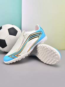 A Pair Of Unisex Soccer Training Shoes, Suitable For Outdoor Artificial/Natural Grass Training Fields, Professional Team Sports Shoes With Front Laces, TF Studs, And Short Studs. - White - View 10