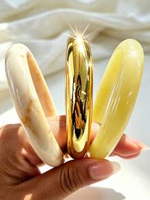 3pcs/1pc Exquisite Vintage Acrylic Bracelet Set, Fashionable Cylindrical Design, Suitable For Daily Casual Wear, Women's Fashion Accessory, Acrylic Material, No Inlay Craft, Suitable For All Year Round, Used For Daily, Party And Vacation Occasions - Multicolor - View 9