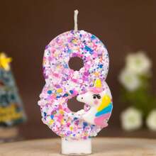 Hasbro شمعة عيد ميلاد يونيكورن برقم مخصص، لوازم حفلات DIY يدوية الصنع، شموع أرقام من 0-9 - أرقام متعددة الألوان - مشاهدة 10