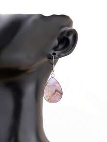 YUJUGLOW 1 Pasang Anting-Anting Tetesan Air Motif Pasir Hisap Merah Muda Abstrak dari Baja Tahan Karat 316 untuk Pemakaian Sehari-hari Wanita - Baby Pink - View 3