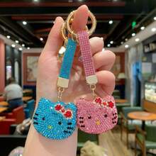 Hasbro New Double-Sided Rhinestone Cute KT Cat Keychain Pendant, Premium Girls Bag Charm, Car Decor Hanging Ornament - One Size - View 3