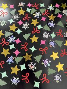 100pcs/Pack Christmas Iridescent Star Confetti, Party Decoration Confetti, Star Snowflake Tree-Shaped Paper Confetti, Holiday Atmosphere Supplies, Tabletop Decoration Confetti, Suitable For Christmas Atmosphere Decoration - Multiple Styles - View 2