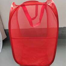 Collapsible Pop-Up Laundry Basket With Sturdy Handle And Side Pockets, Breathable Mesh Design, Portable Foldable Dirty Clothes Storage Bin, Ideal For School, Dorm, Laundry Room, Bathroom And Home Use - Multicolor - View 12