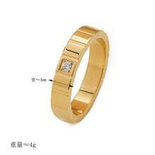 1pc Stainless Stee Gold Plated Simple Squared Zirconia Inlaid Ring, Creative Fashion Versatile Suitable For Women & Men, Daily Wear Or Gift - Ring - View 5