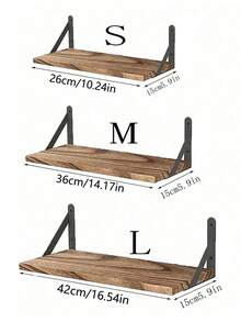 1pc/3pcs Bohemian Style Wooden Wall Hanging Storage Rack, Rustic Multi-Functional Display Shelf, Suitable For Living Room And Bedroom, Home Decor Books And Decorative Items Storage Rack, Ideal For Home, Bedroom, Living Room Wall Decoration - Multicolor - View 5