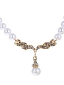 1 Set Rhinestone Pearl Necklace Earrings Set Alloy Fashion Jewelry For Women Daily Party Giftwu - Multicolor - View 4